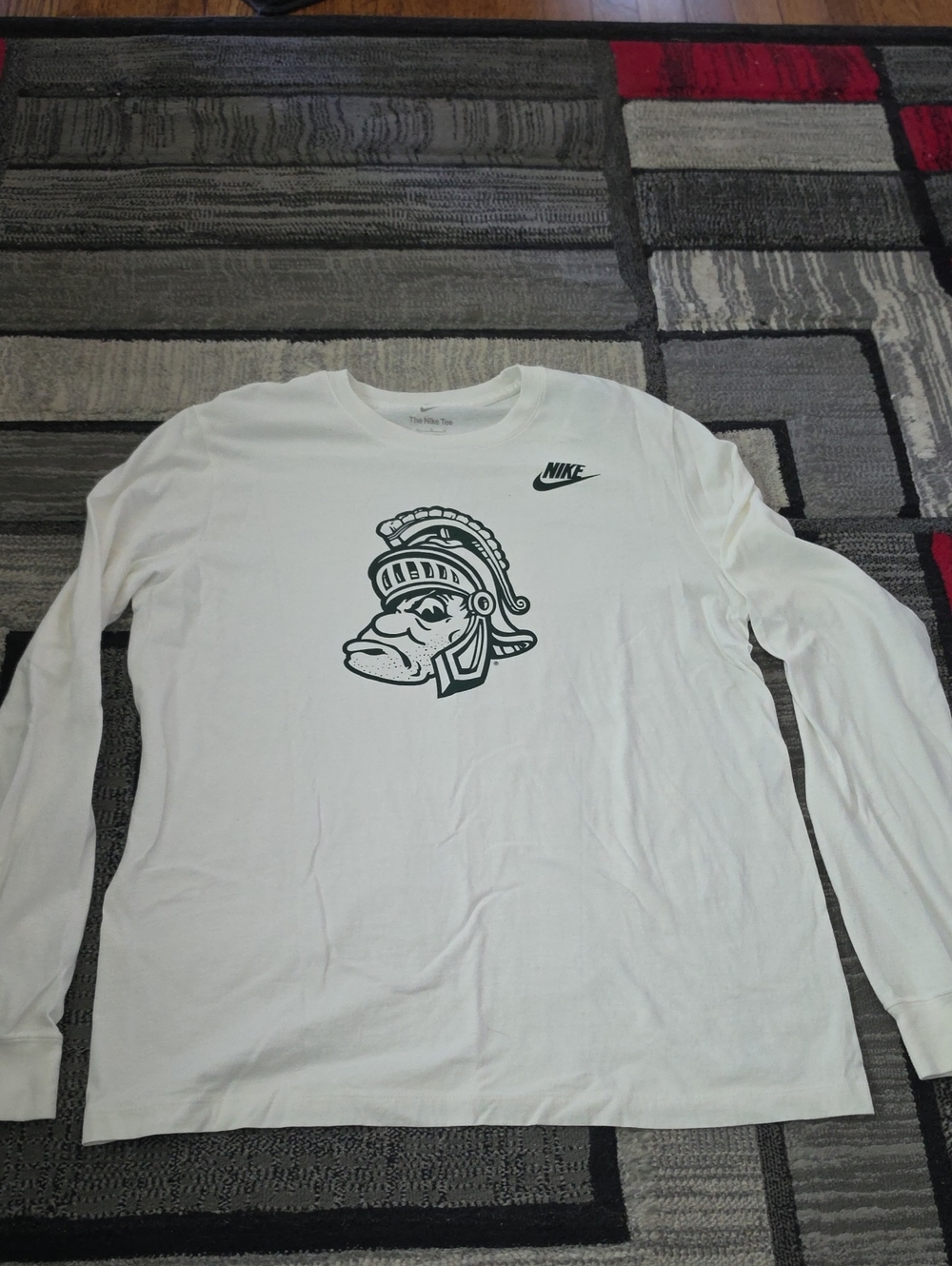 Nike Michigan State White Long-Sleeve Graphic Tee with Gruff Sparty Logo